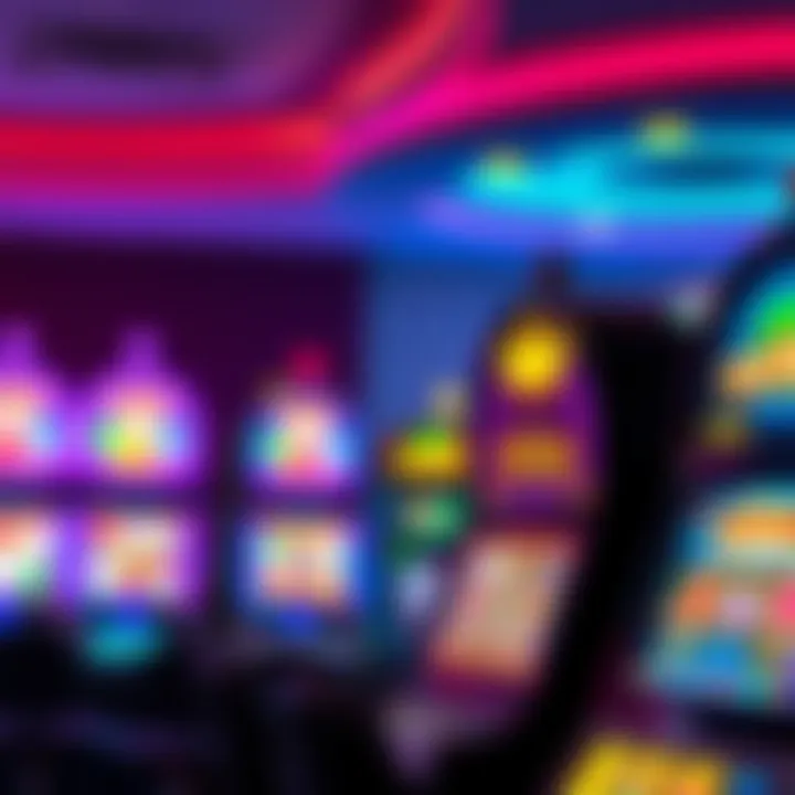 Colorful casino slot machines with vibrant symbols and lights