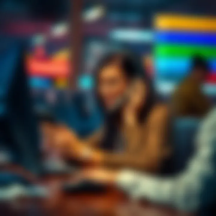 Customer support representative assisting a client through a phone call