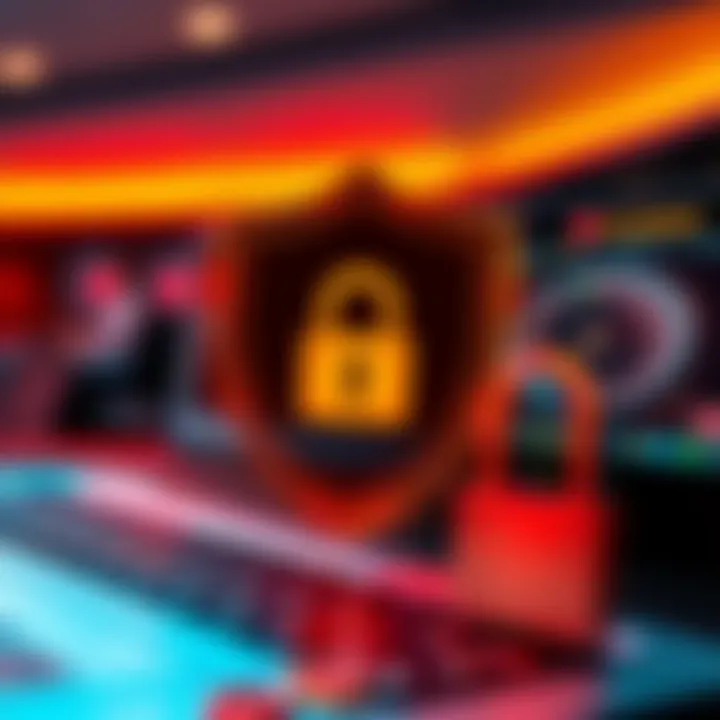 Visual representation of online security with a shield and lock symbols