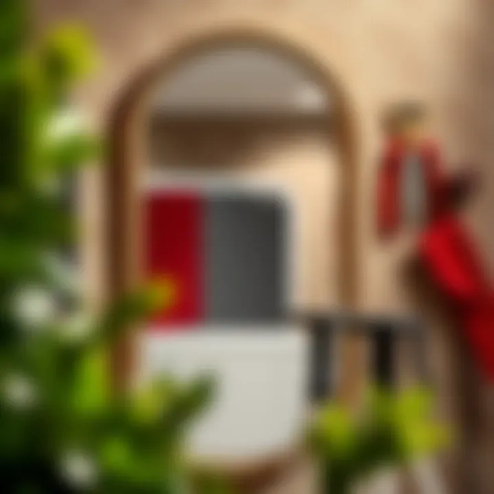 Installation tools and a Spinago mirror positioned for mounting on a wall with care