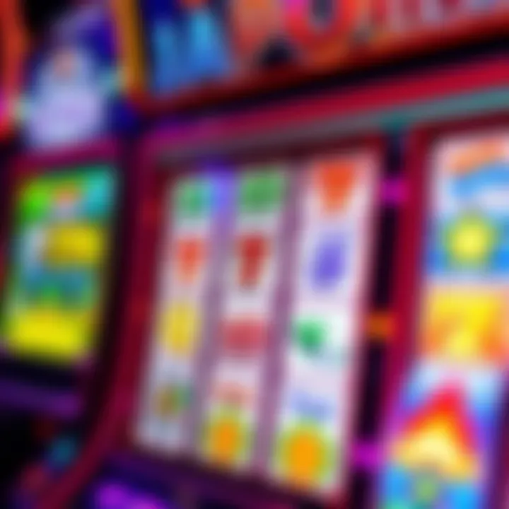 Colorful online pokies game screen displaying reels with various symbols and jackpot values