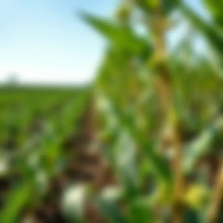 Lush green Spinago plants growing in a fertile Australian field under clear sky