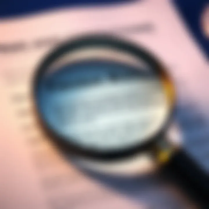 Visual representation of terms and conditions document with a magnifying glass highlighting key points related to casino bonus usage