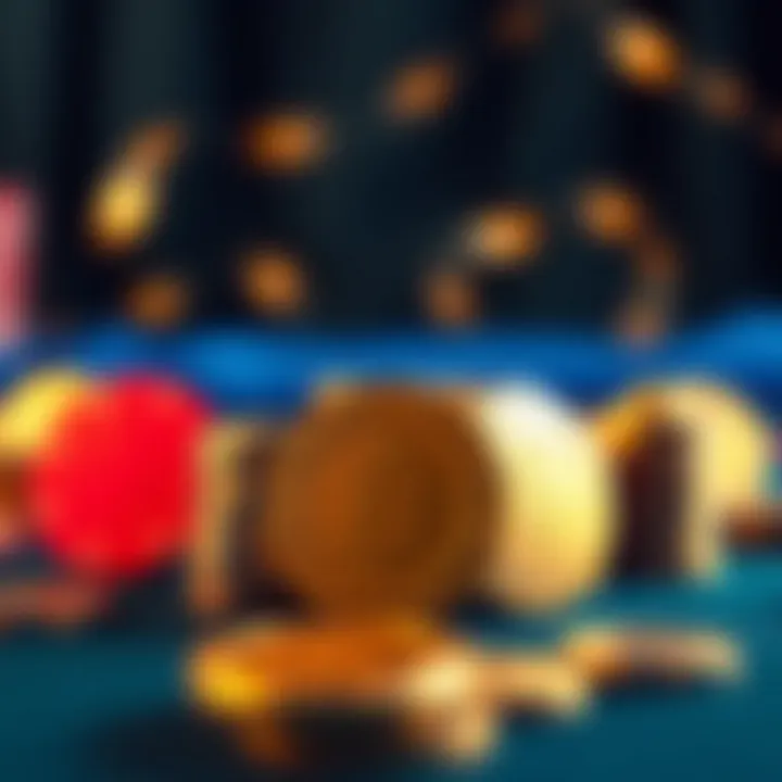 Illustration of casino tokens and digital coins symbolizing bonus rewards and winnings