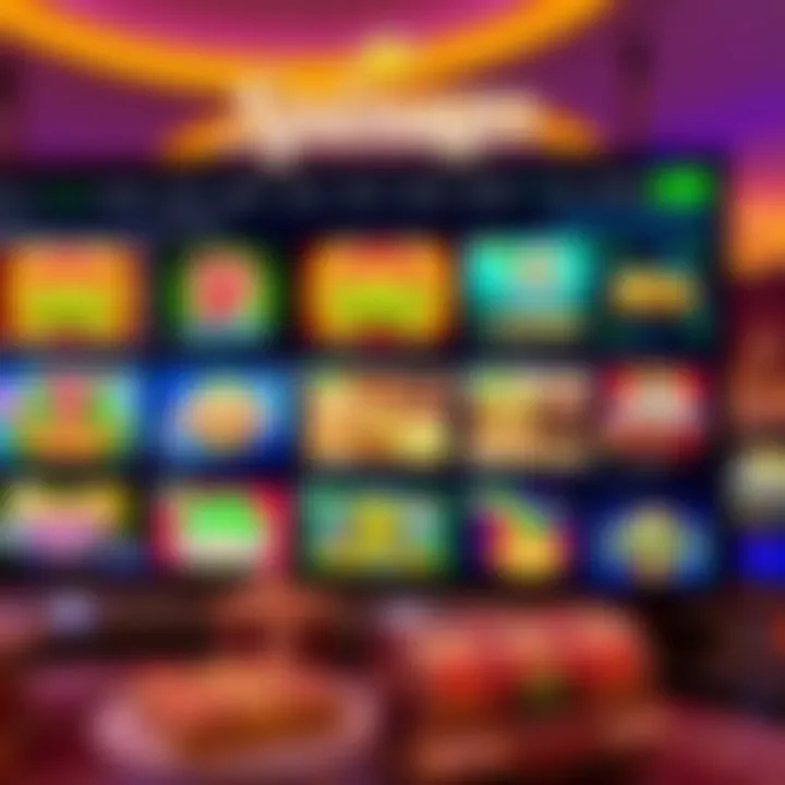 Online casino interface showing a variety of slot games with vibrant graphics