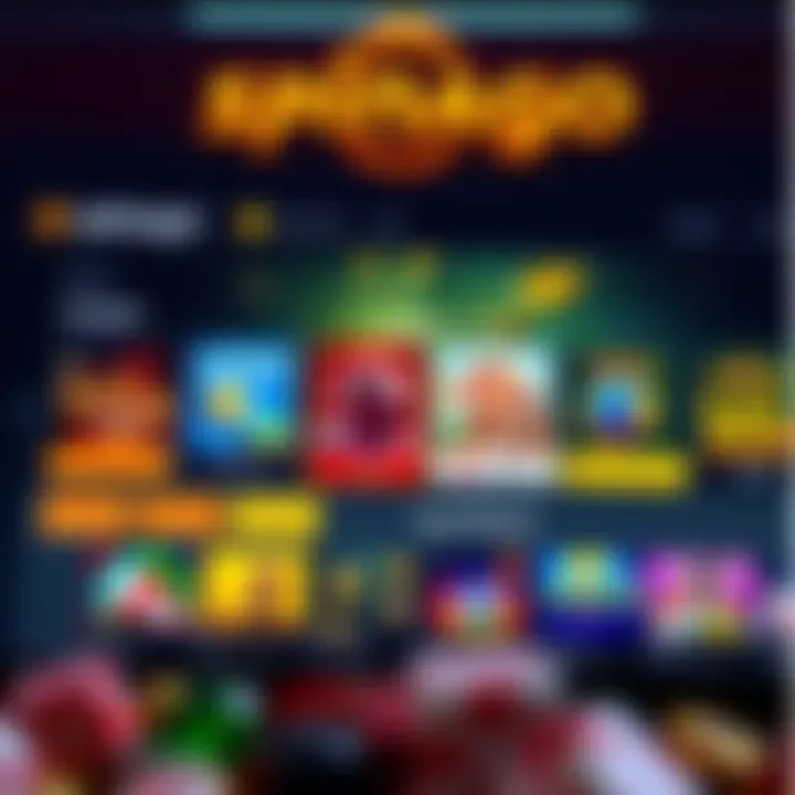 Online casino dashboard showcasing different game categories and promotional banners