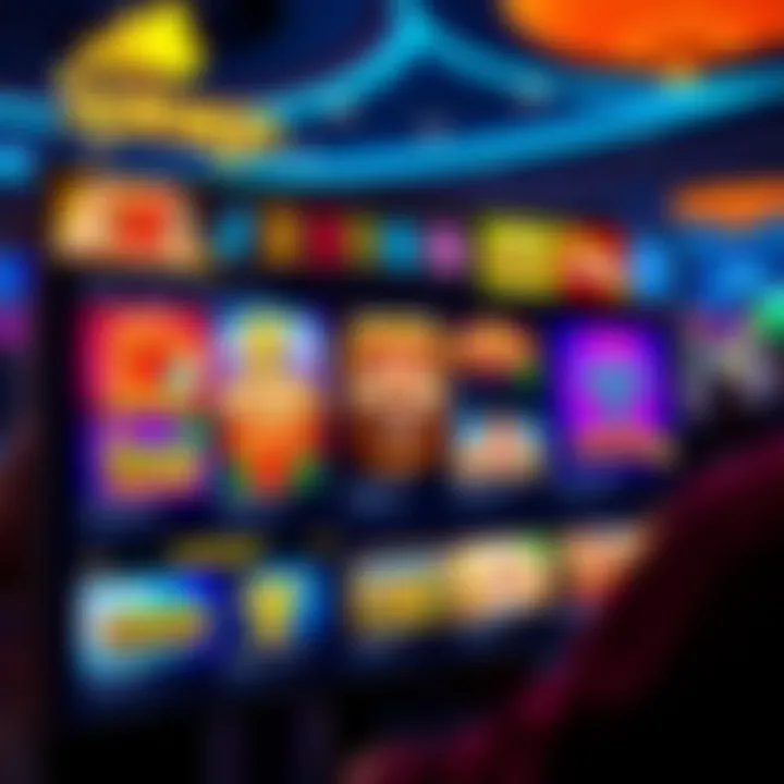 Spinago Casino Digital Game Selection Showcase Colorful digital casino interface showing various slot games and bonus features