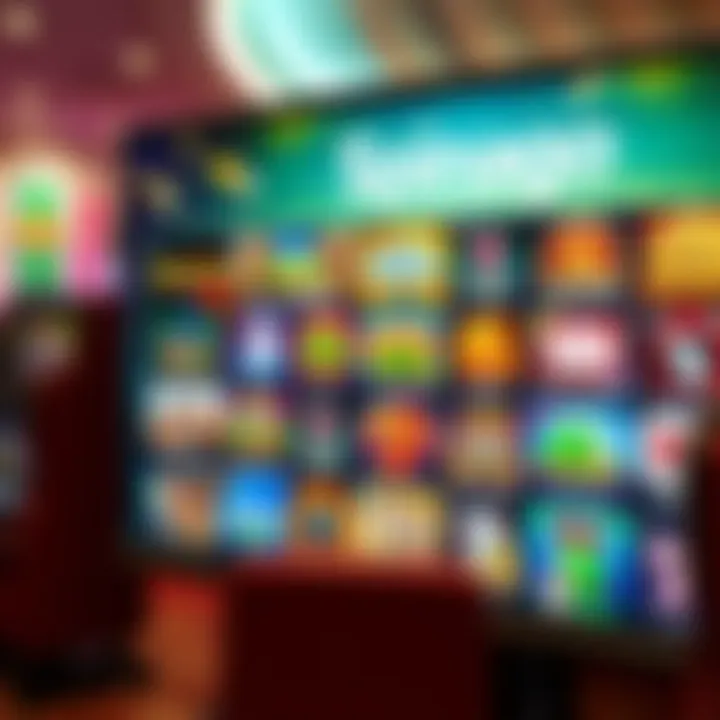 Selection of diverse casino games displayed on a digital screen