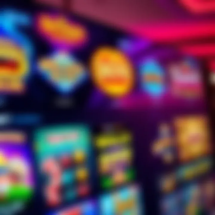 Colorful online casino interface showcasing a variety of slot games with vibrant graphics