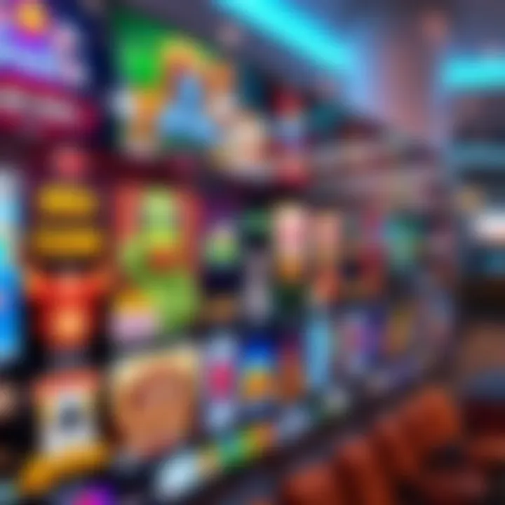 Diverse selection of casino games displayed on a digital screen