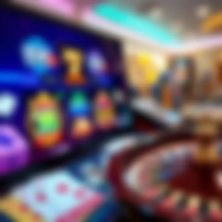 Colorful casino game icons representing slots, cards, and roulette on a digital interface