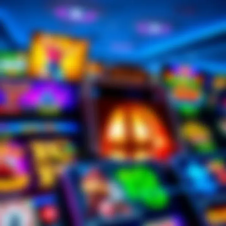 Colorful online casino game interface showcasing various slot games