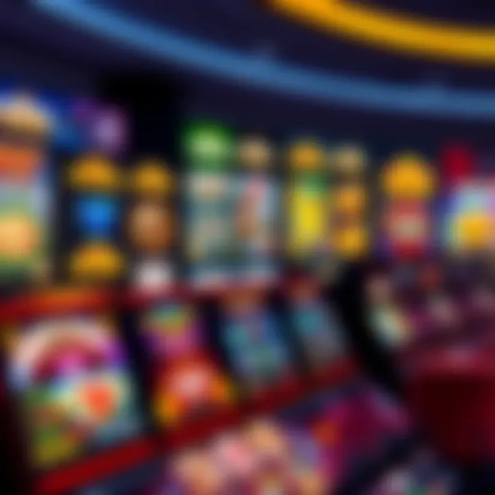 Colorful online casino game interface showing a variety of slot and table games
