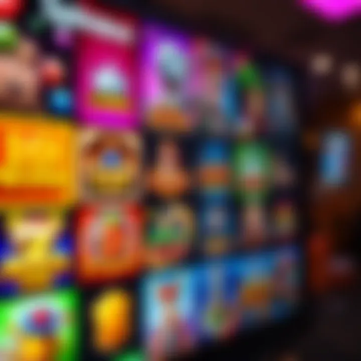 Variety of casino game icons displayed on a digital screen