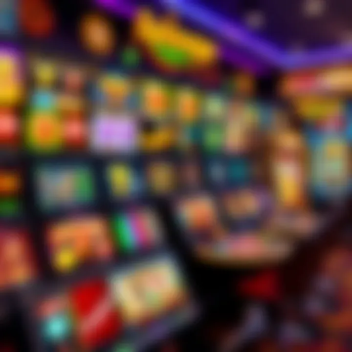 Colorful online casino interface displaying a variety of slot games and table games