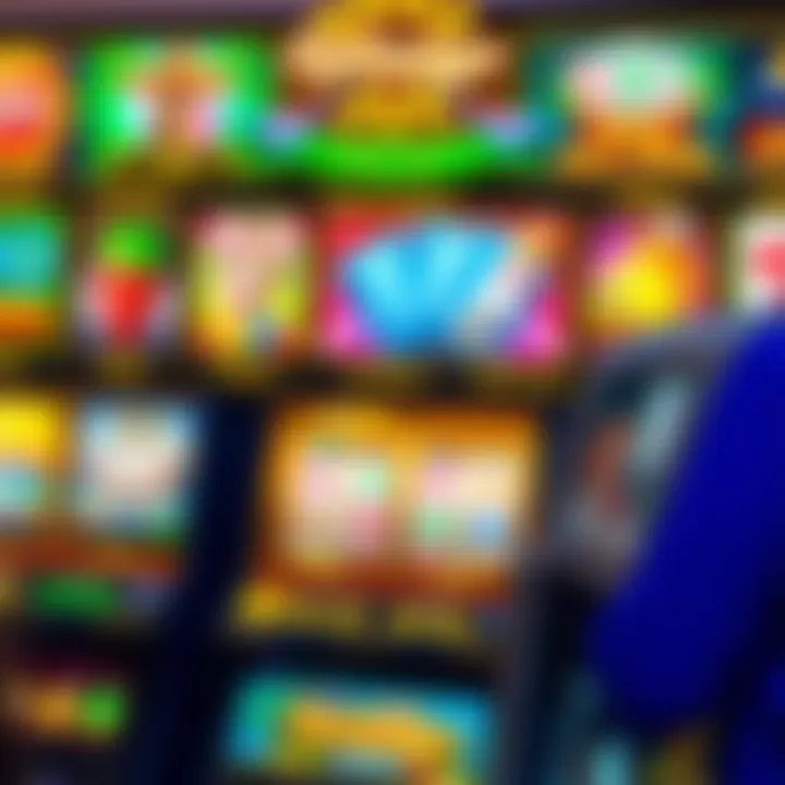Colorful online pokies interface showcasing various casino slot games with vibrant graphics and spinning reels