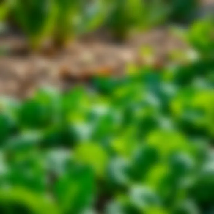 Lush green spinach plants growing in a garden bed under natural sunlight