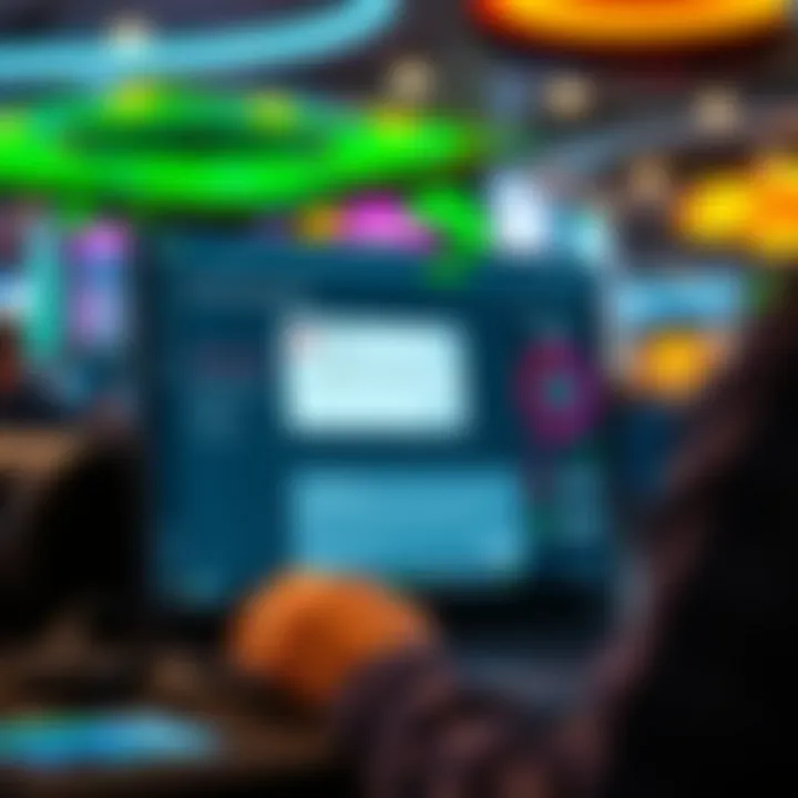 Illustration of task management software displaying error notifications and connectivity status