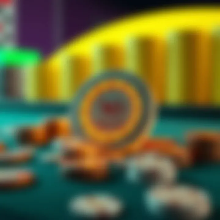 Illustration showing a glowing casino chip and coins symbolizing a no deposit bonus at Spinago Casino