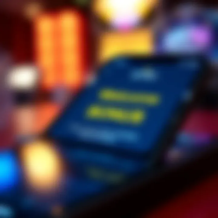 Illustration showing a digital welcome bonus notification on a smartphone screen